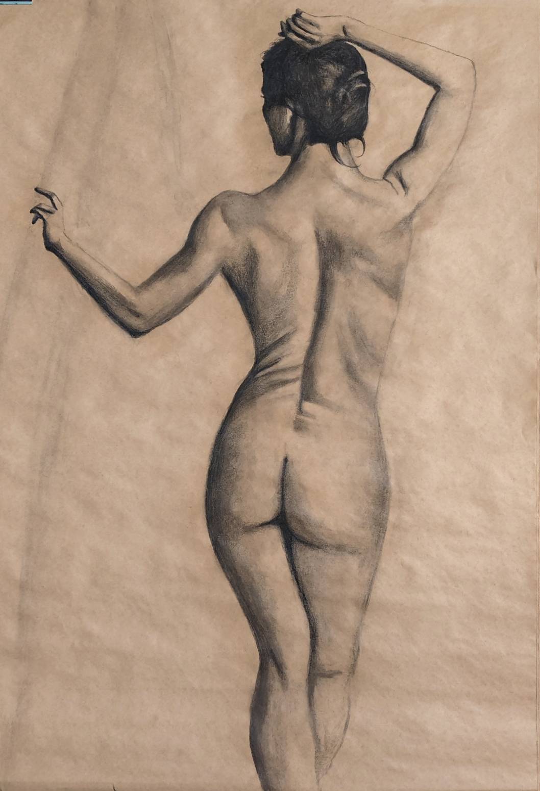 Charcoal Female Figure Back