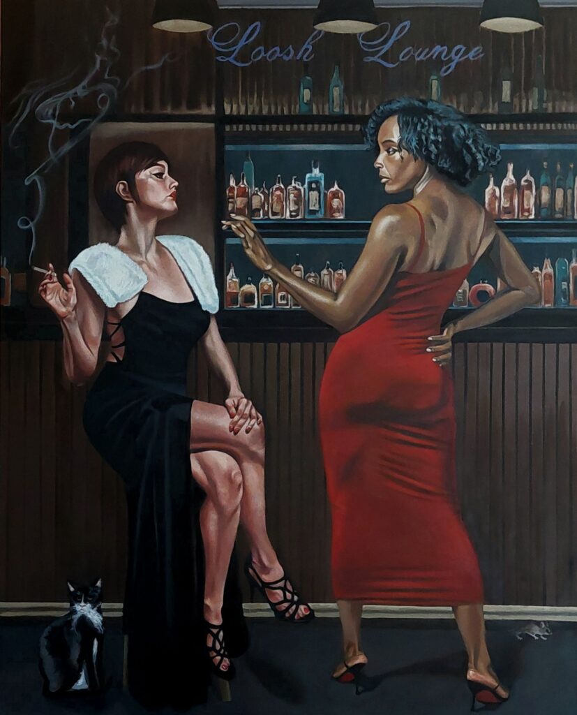 Plato’s Cave – oil painting by George Wendell Baker exploring illusion, confinement, and awakening, inspired by soul trap theory and simulation metaphysics.
